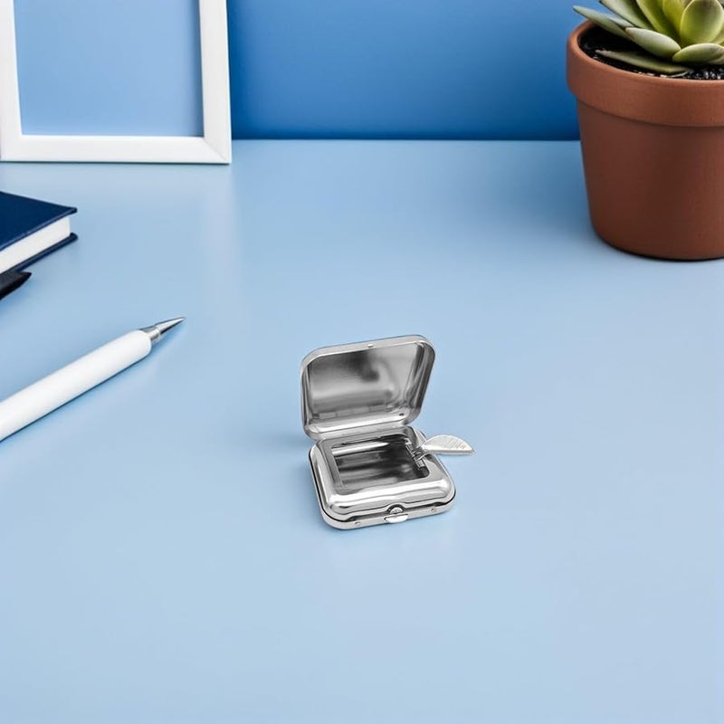 علبة سجائر محمولة صغيرة من الفولاذ المقاوم للصدأ 4 قطع مع غطاء مدمجة صديقة للسفر - Image 5